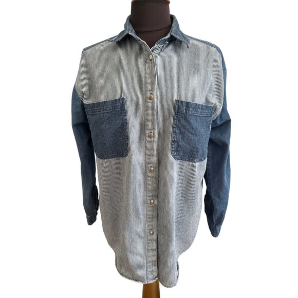 Vintage Gitano Women's Chambray Button-Up Jean Shirt, Size Medium - Picture 1 of 9